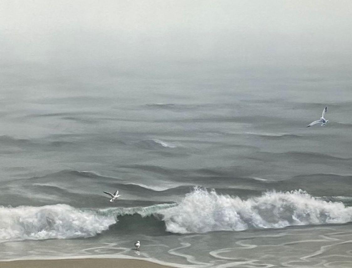 Morning Surf, original 36x48 zeitgenössische realistische Meereslandschaft im Angebot 2