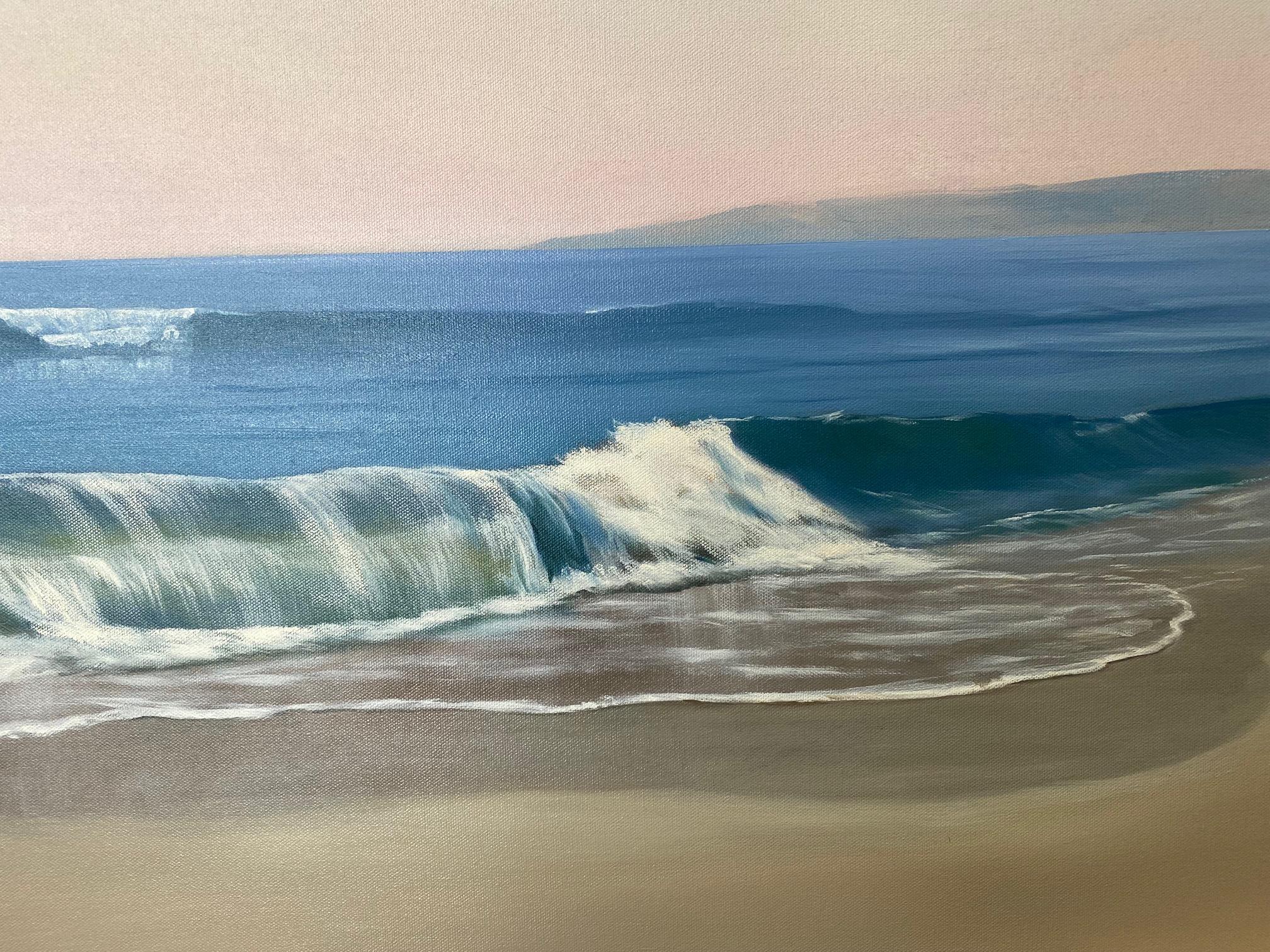 Spring Breakers, 36x48 original contemporary realist marine landscape - Contemporary Painting by Rinaldo Skalamera