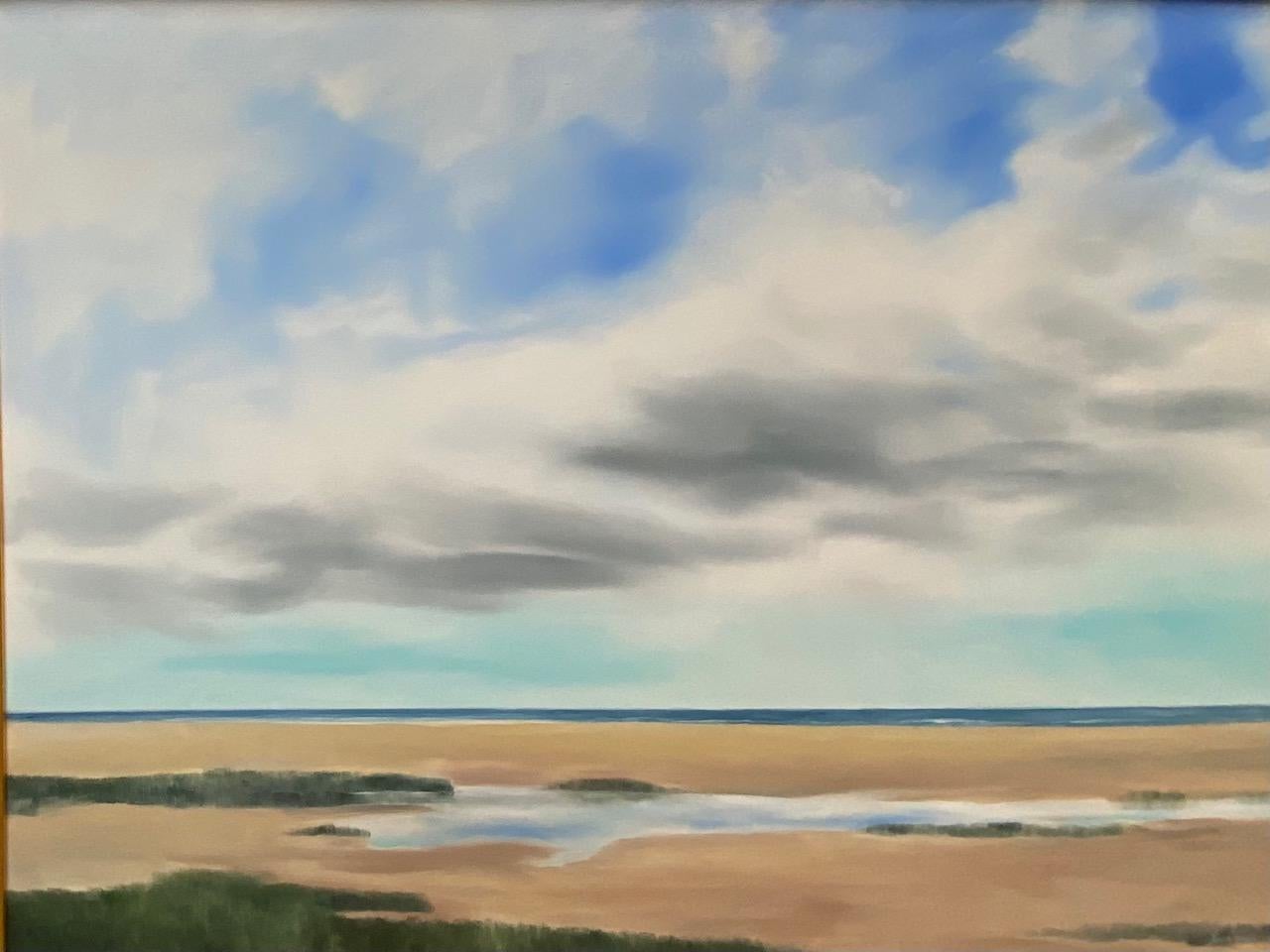 Cape Cod Dunes, original 36x48 contemporary marine landscape - Contemporary Painting by Rinaldo Skalamera