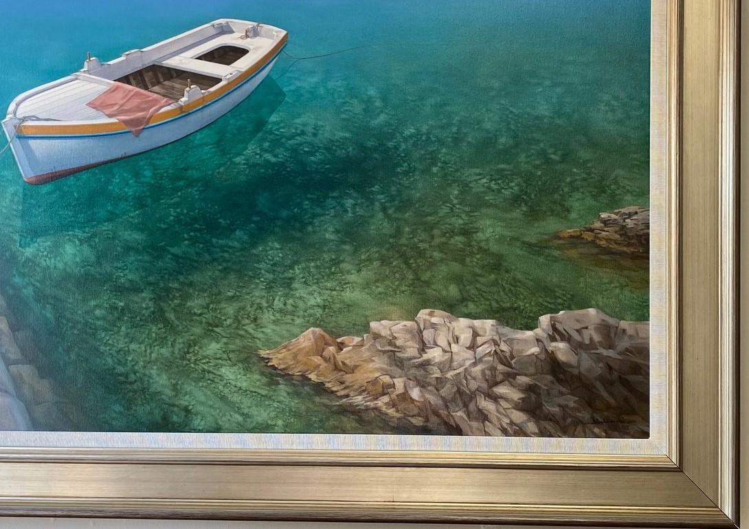 Virdescent, original 30x40 contemporary impressionist marine landscape For Sale 6