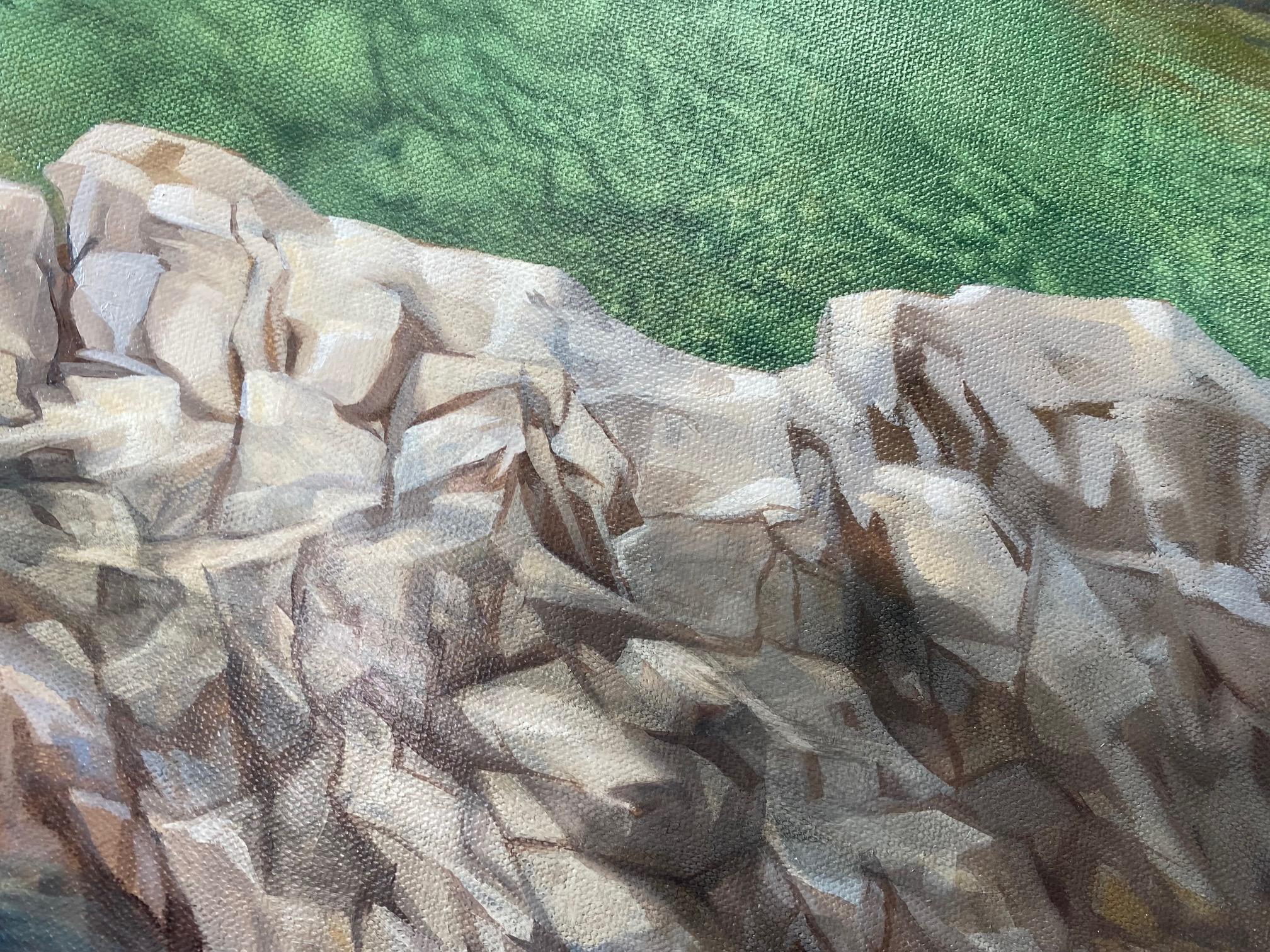 Virdescent, original 30x40 contemporary impressionist marine landscape For Sale 5