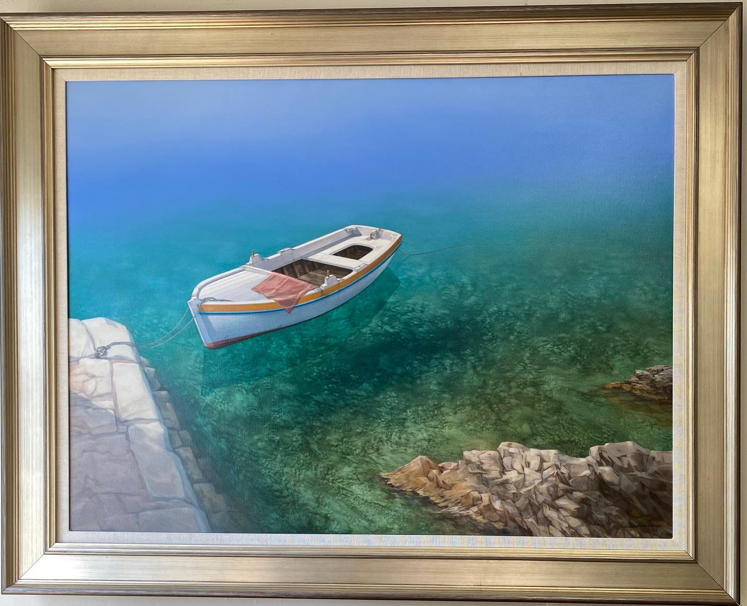 Rinaldo Skalamera Landscape Painting - Virdescent, original 30x40 contemporary impressionist marine landscape
