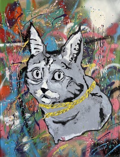 Cat, Mixed Media on Canvas