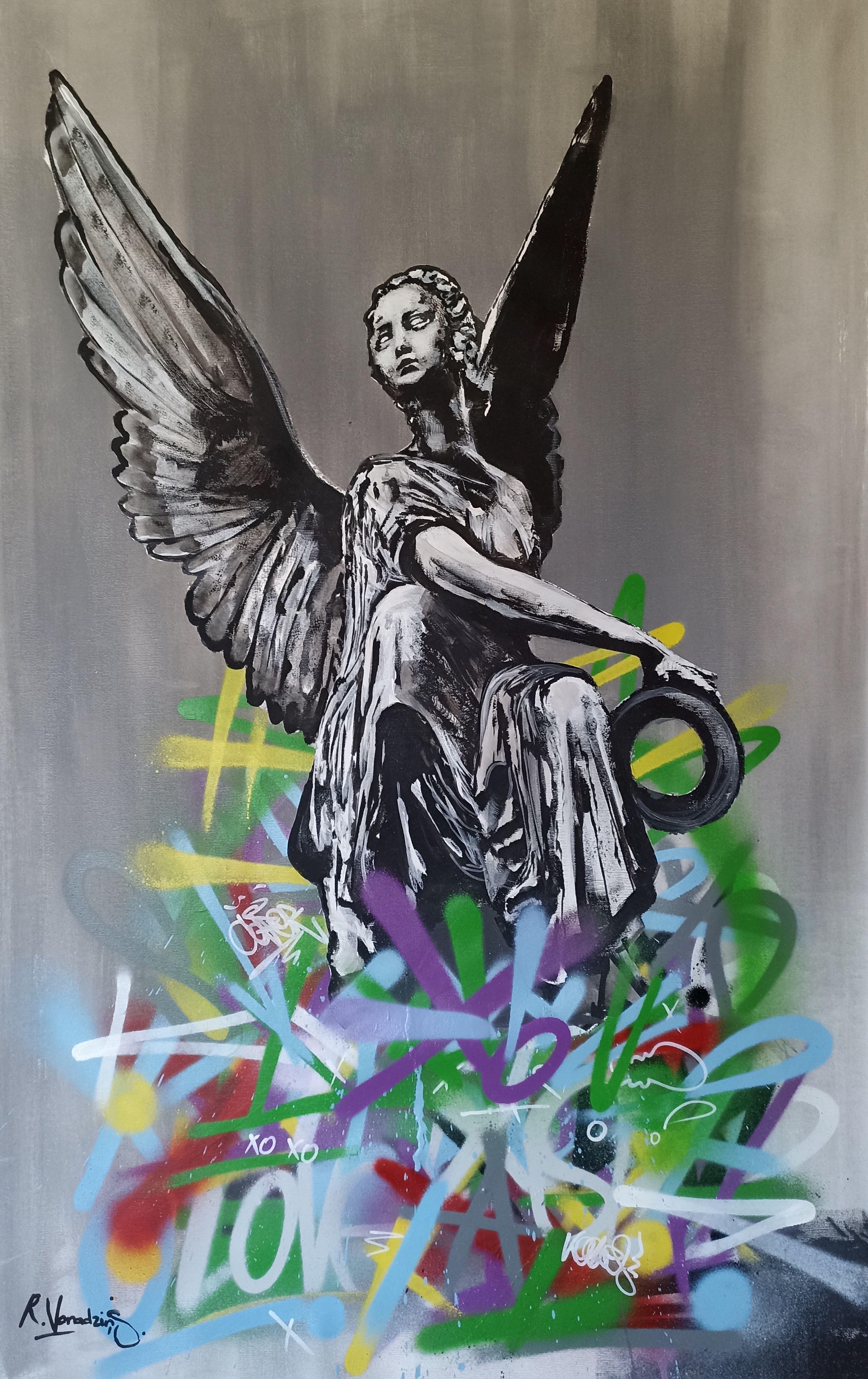 Angel XO, Peinture, Acrylique sur Toile - Painting de Rinalds Vanadzins