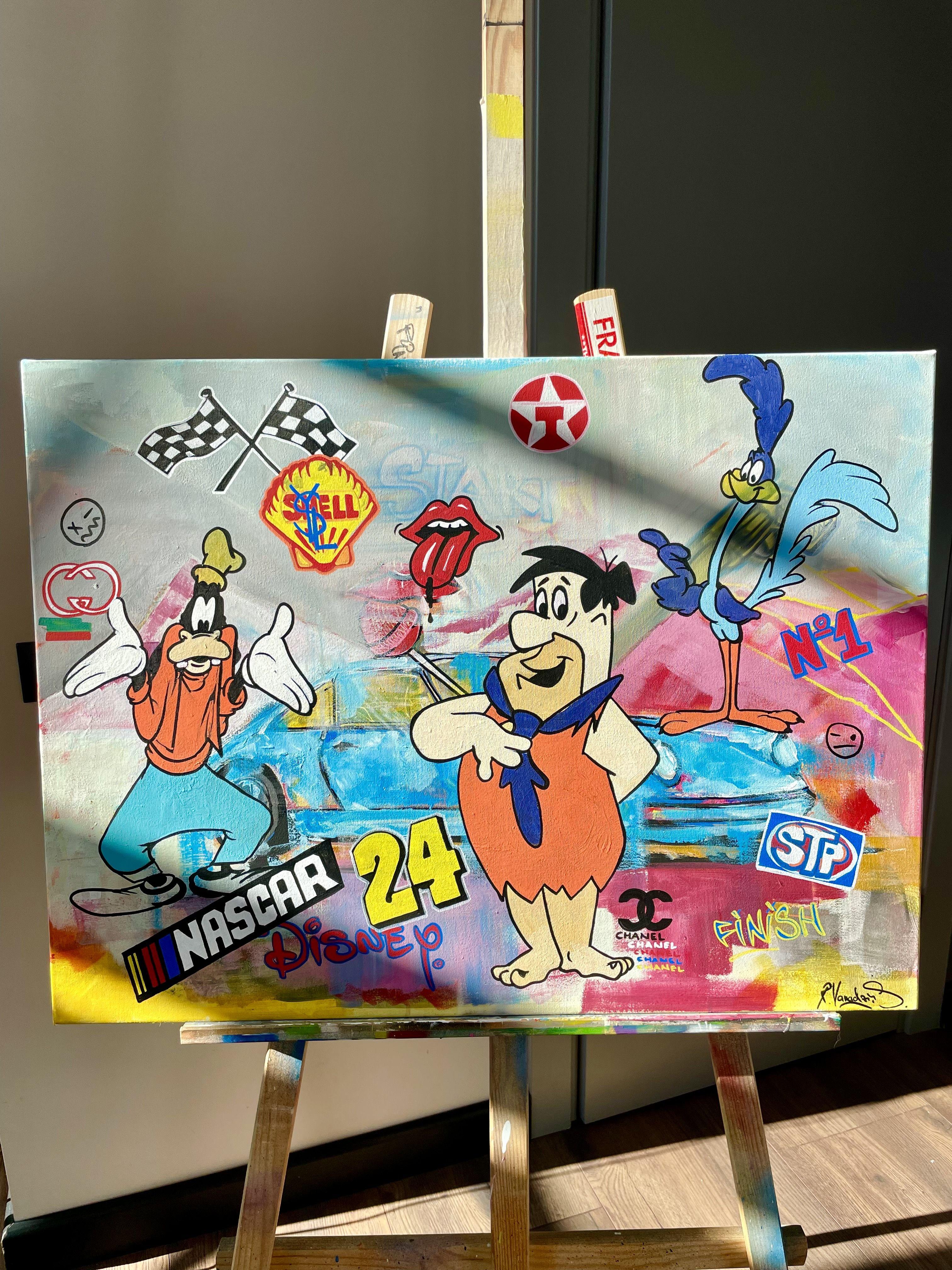 Cartoon race, Painting, Acrylic on Canvas For Sale 1