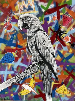 Papagei-Biss, Gemälde, Acryl auf Leinwand
