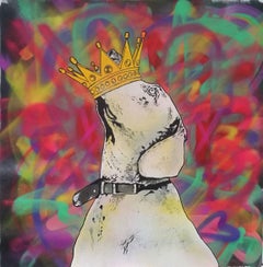Space Hund, Gemälde, Acryl auf Leinwand