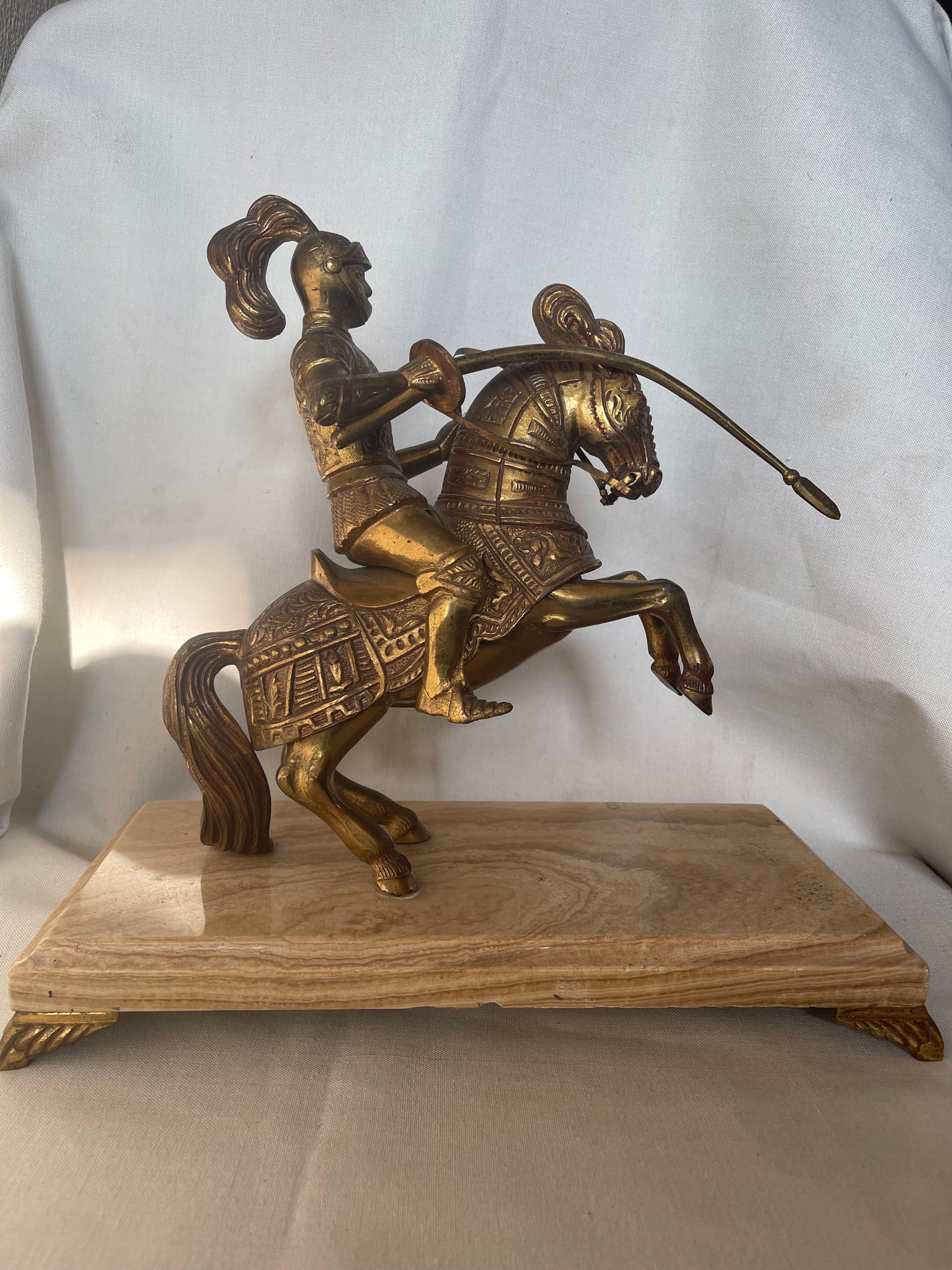Other Renaissance Pair of Gothic Soldiers on Horseback Metal Renaissance 20th Century For Sale