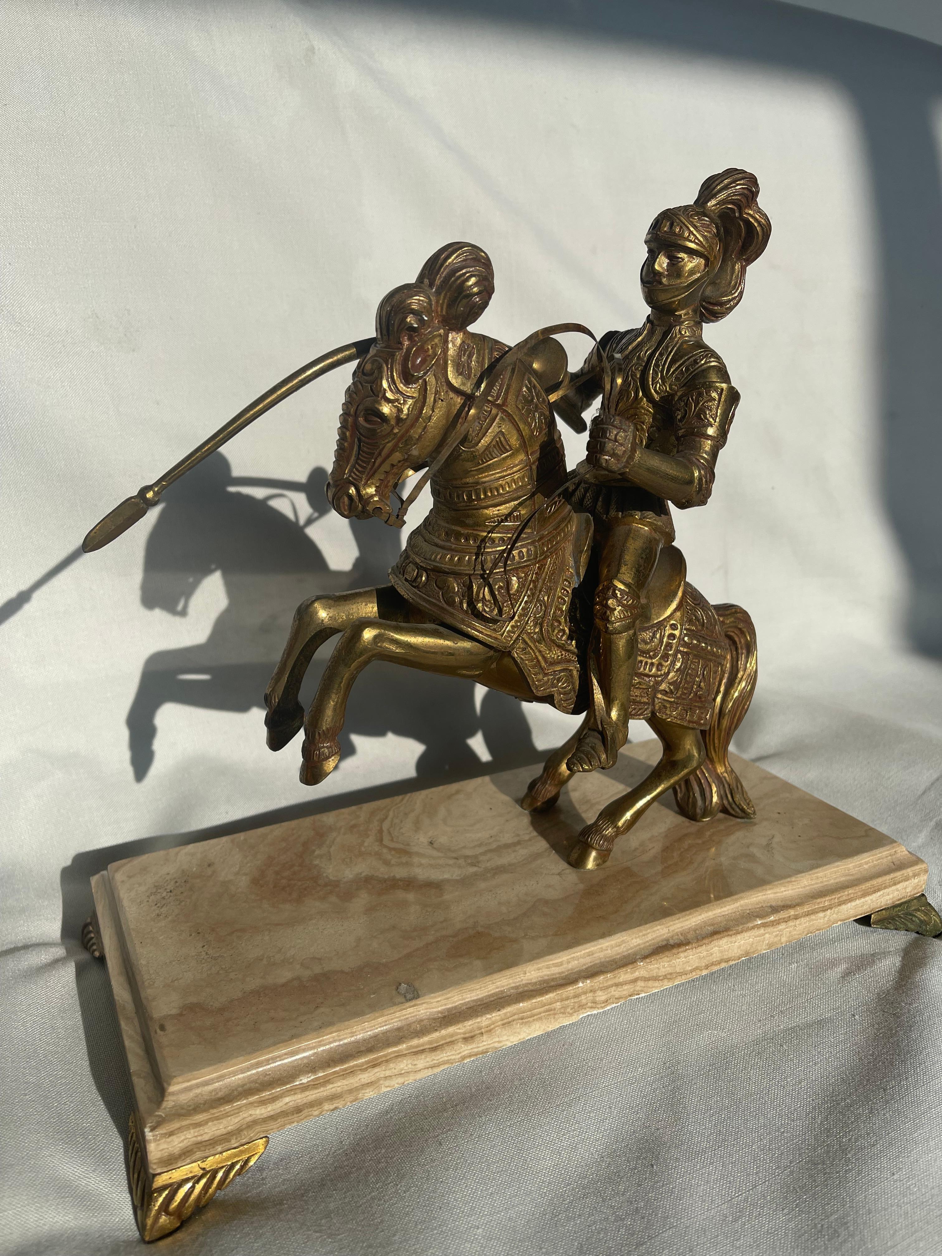 Italian Renaissance Pair of Gothic Soldiers on Horseback Metal Renaissance 20th Century For Sale