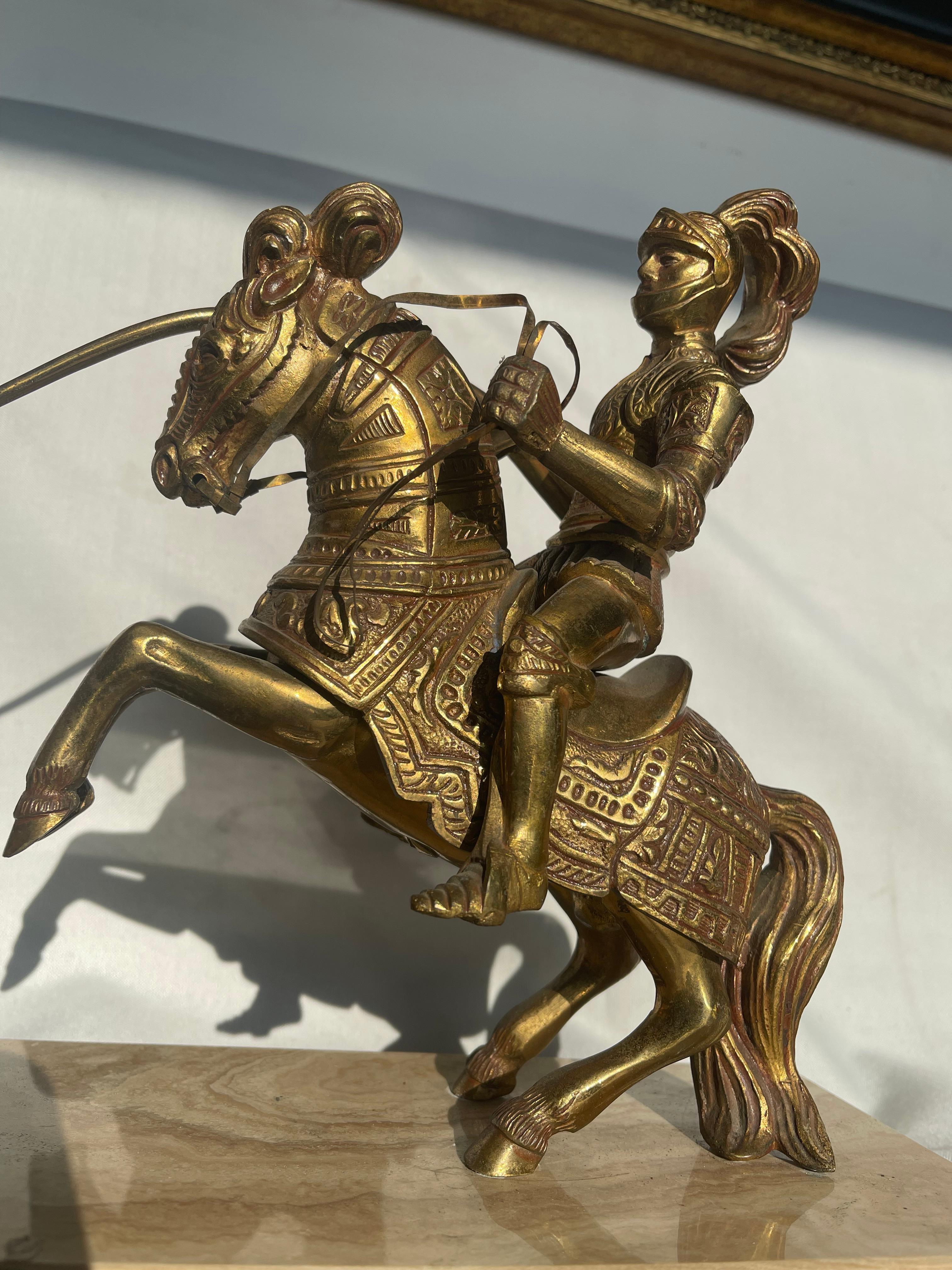 Blackened Renaissance Pair of Gothic Soldiers on Horseback Metal Renaissance 20th Century For Sale