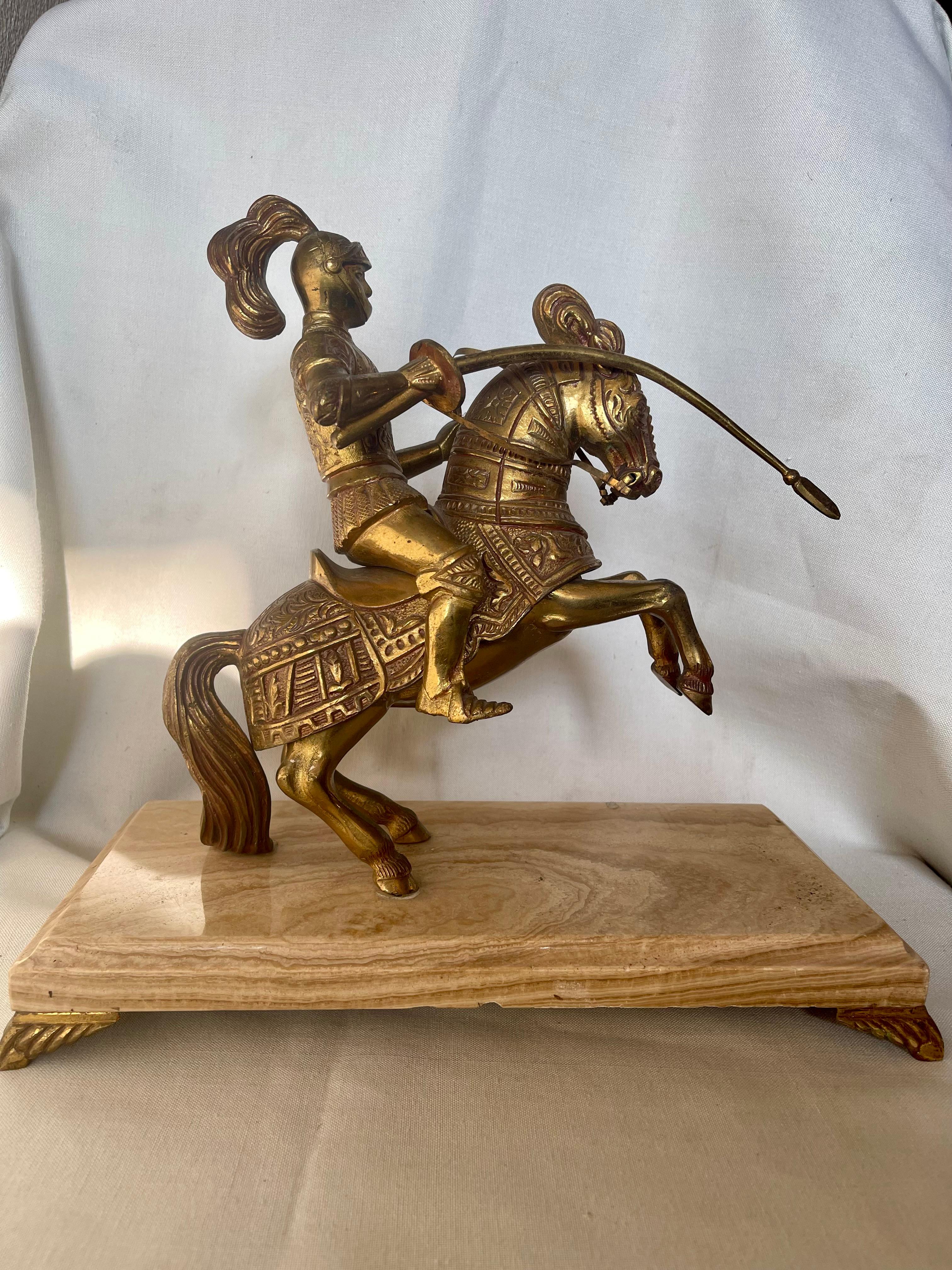 Renaissance Pair of Gothic Soldiers on Horseback Metal Renaissance 20th Century In Good Condition For Sale In Cantù, IT