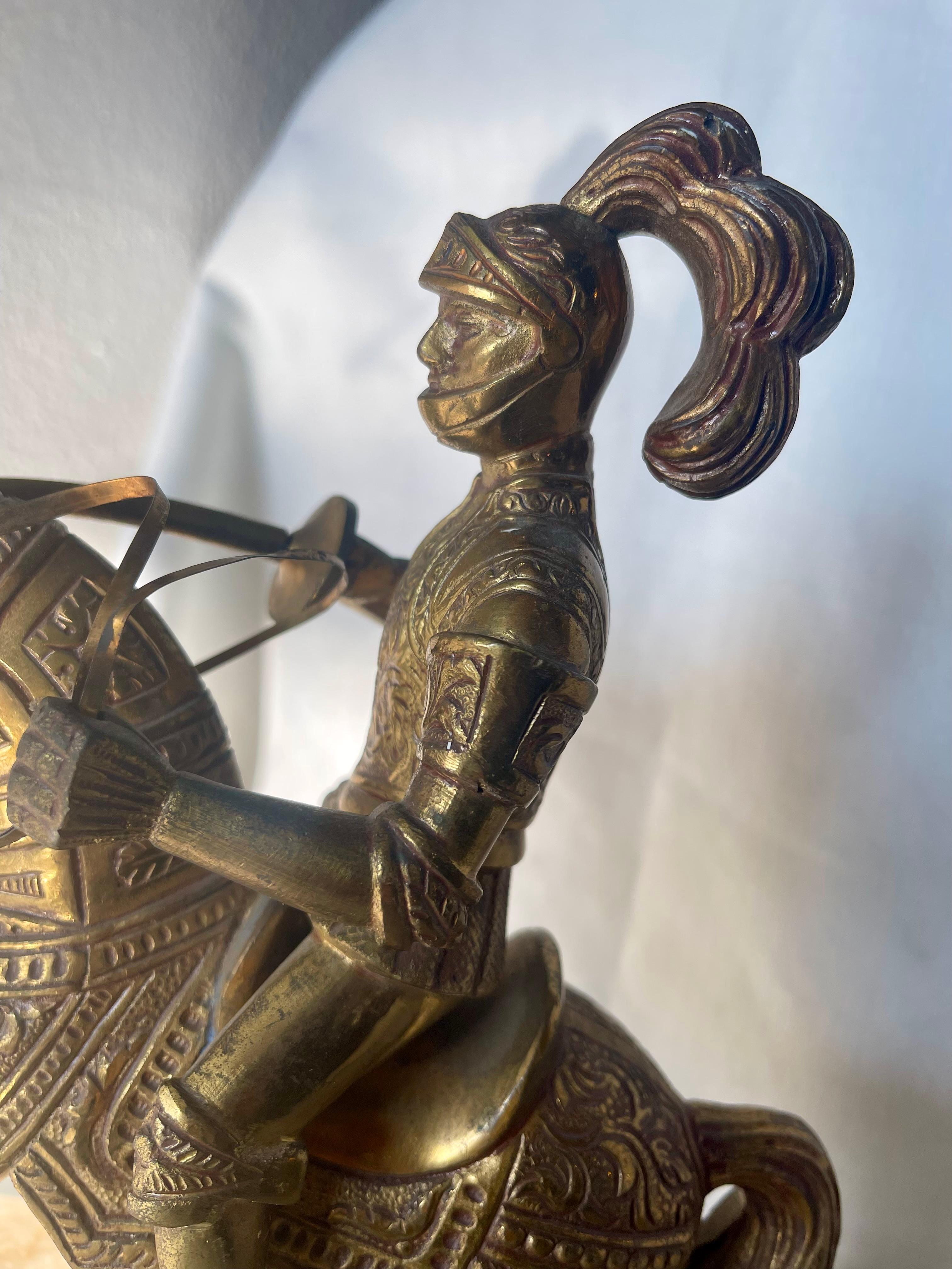 Renaissance Pair of Gothic Soldiers on Horseback Metal Renaissance 20th Century For Sale 1