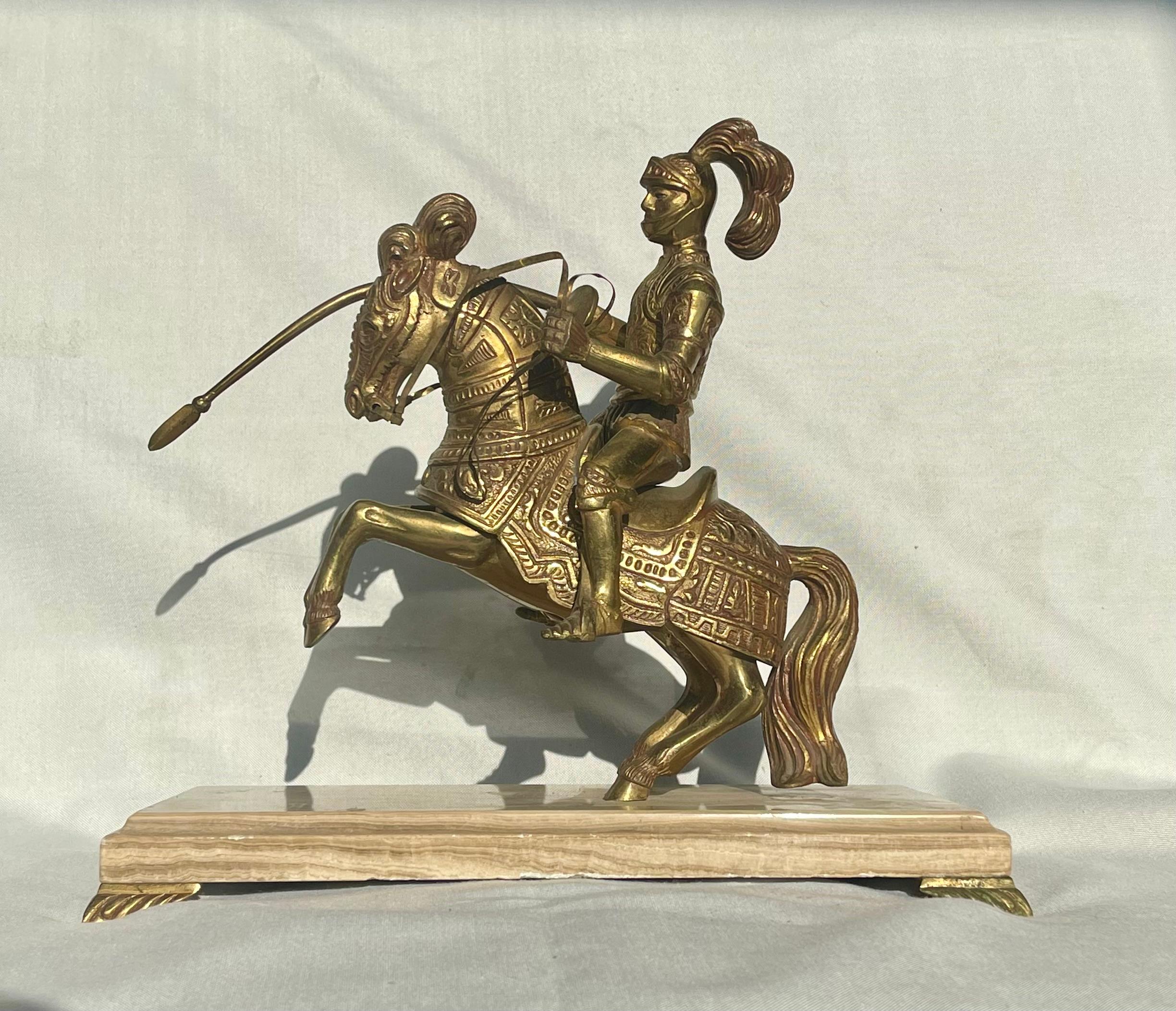 Renaissance Pair of Gothic Soldiers on Horseback Metal Renaissance 20th Century For Sale 2