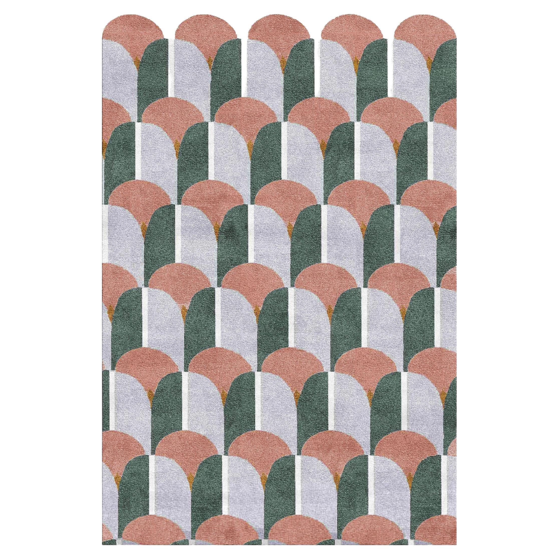 Rinascimento Hand-Tufted Green Rug by Sarah Balivo For Sale