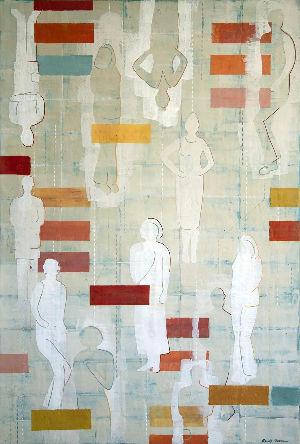 "'I' if For Individuals", Colorful Contemporary Encaustic Figurative Painting