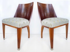 Rinck Paris, chaises de salle à manger en bois d'ébène Art Deco français, ensemble de 8, circa 1930