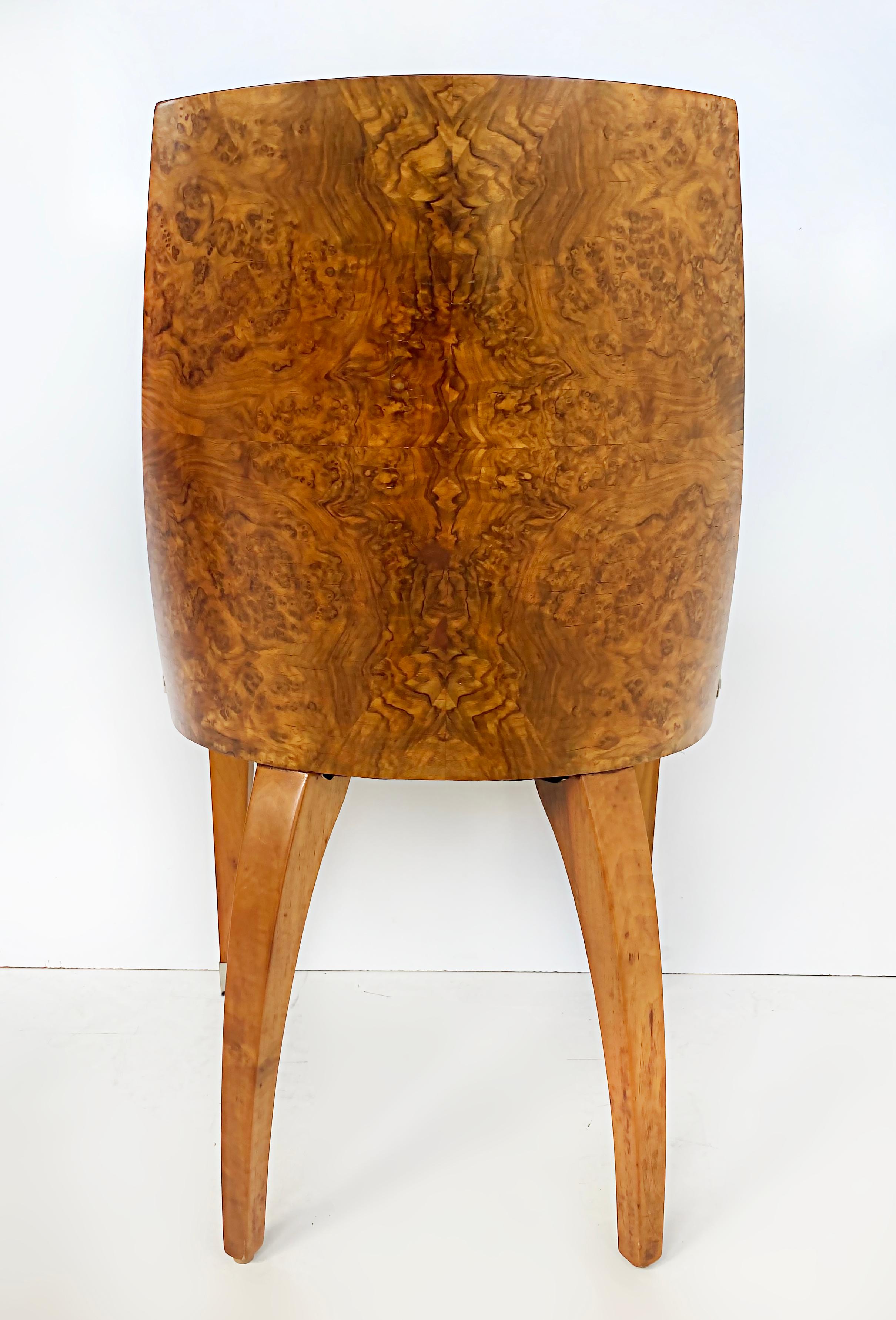 Mid-20th Century Rinck Paris French Art Deco Burlwood Dining Chairs, Set of 8, circa 1930