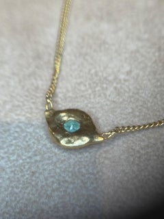 Leto Lama Blue Green Mozambique Paraiba Tourmaline Evil Eye Necklace 18 Ct Gold