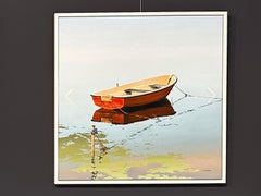 Scrolling Pictures I- 21st Century Contemporary Painting eines Ruderboots im Wasser