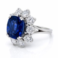 Ring - 10.00 CTW Certified Sapphire & Diamond Split-Shank Cluster Ring, Platinum