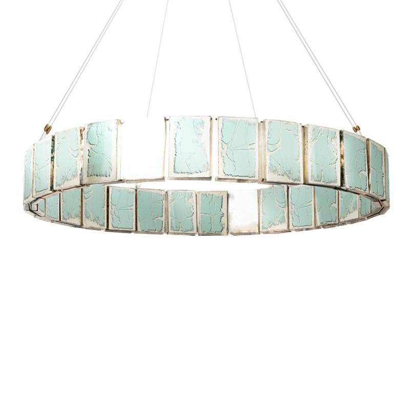 Metal Ring 120 contemporary Pendant Lamp art glass Silvered For Sale