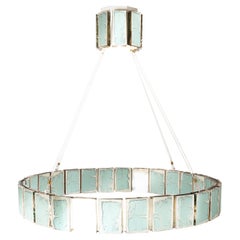 Ring 120 Contemporary Pendant Lamp, Jade Art Glass Silvered
