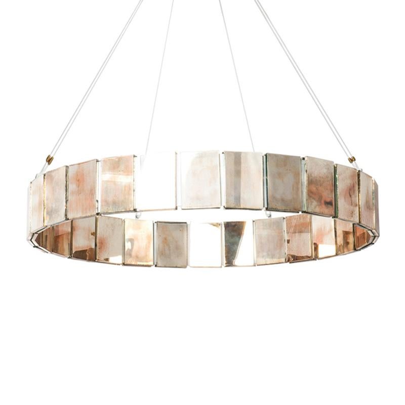 Ring 120 Contemporary Pendant Lamp, Rose Art Glass Silvered For Sale 2