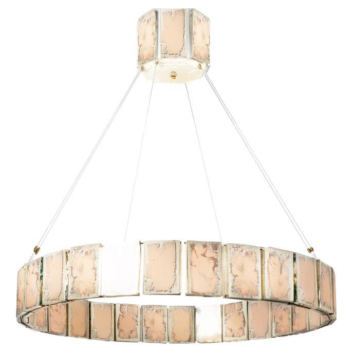 Ring 120 Contemporary Pendant Lamp, Rose Art Glass Silvered