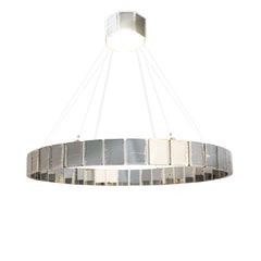 Ring 120 Lampe suspendue contemporaine, verre d'art gris fumé argenté