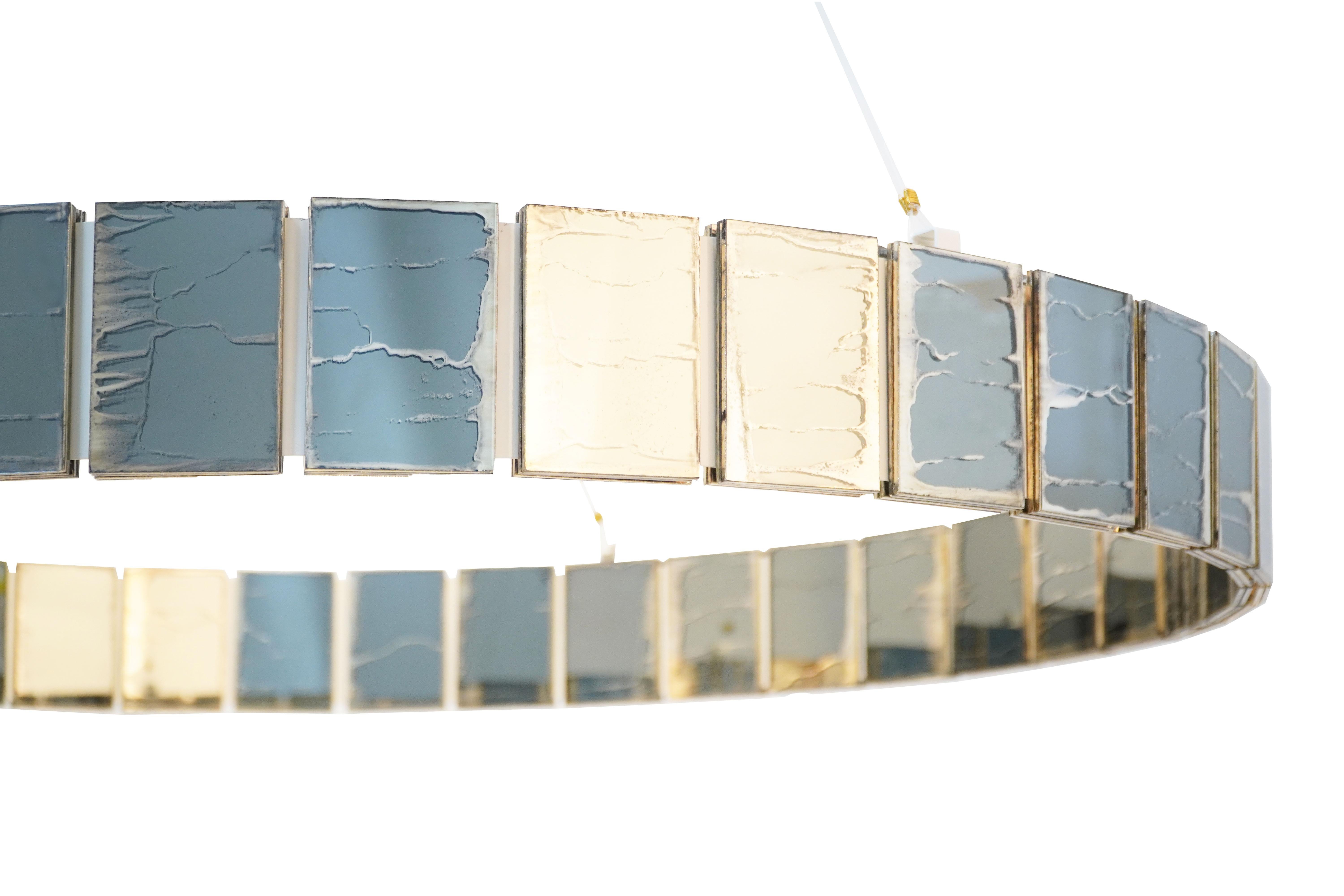 Ring 120 Lampe suspendue contemporaine, verre d'art gris fumé argenté Neuf - En vente à Pietrasanta, IT