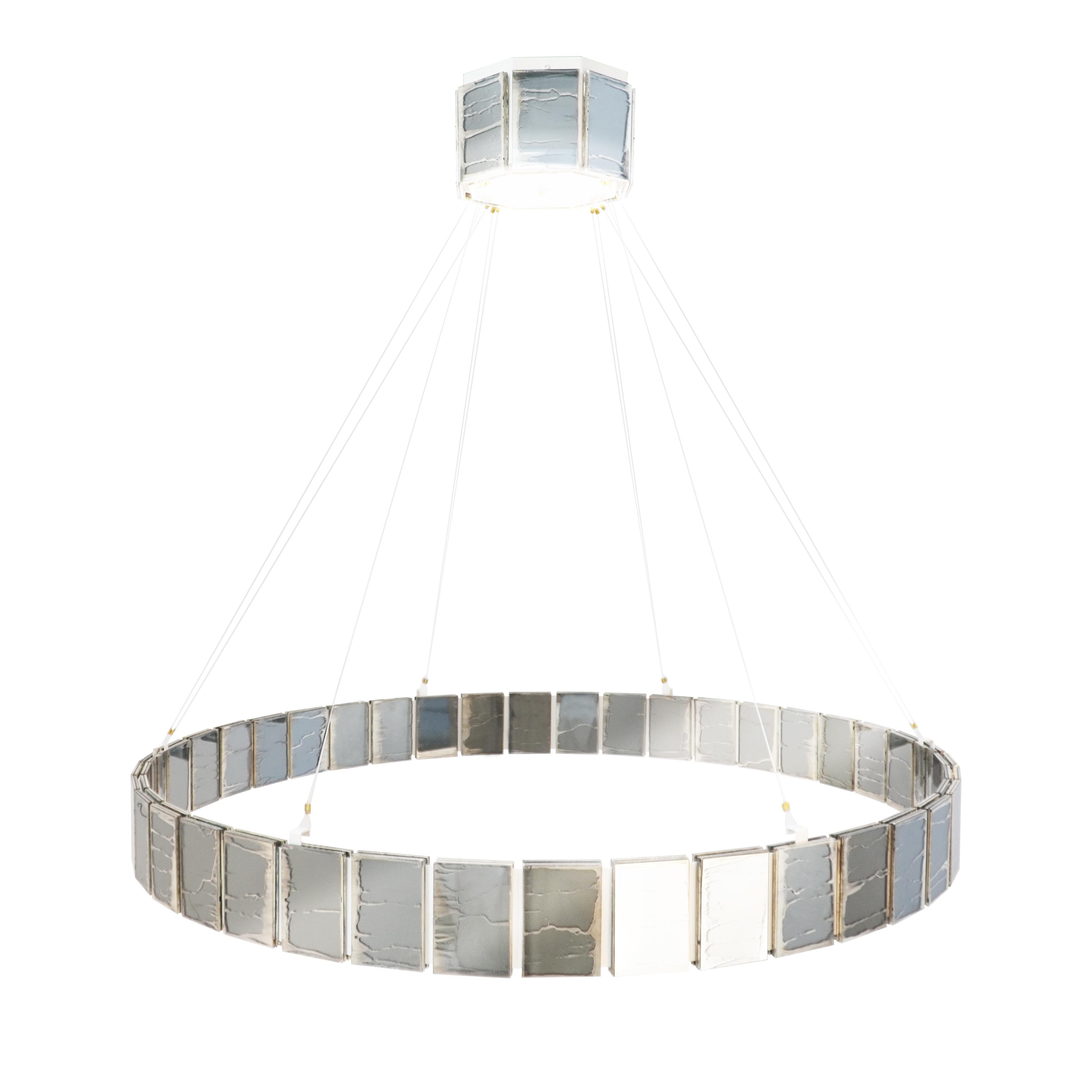 italien Ring 120 Lampe suspendue contemporaine, verre d'art gris fumé argenté en vente