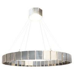 Retro Ring 120 Contemporary Pendant Lamp, Smoky Grey Art Glass Silvered