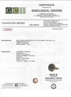 Anello - 14 kt. Oro rosa - 16.44ct. tw. Diamante (colore Nature)  - GCI