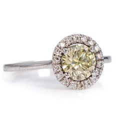 Ring - 14 kt. White gold - 1.19ct. tw. Diamond (Natural coloured) - IGI