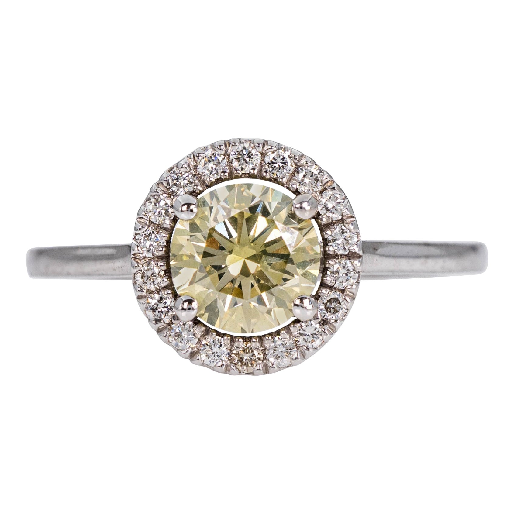 Ring - 14 kt. White gold - 1.19ct. tw. Diamond (Natural coloured) - IGI