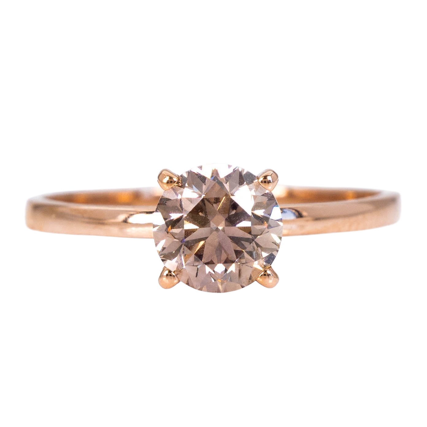 Ring - 14 kt. Yellow gold -1.01ct. tw. Diamond (Natural coloured) - IGI