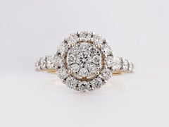 Ring – 14 kt Yellow Gold –2.08 ct tw. Natural Diamond Halo Cluster