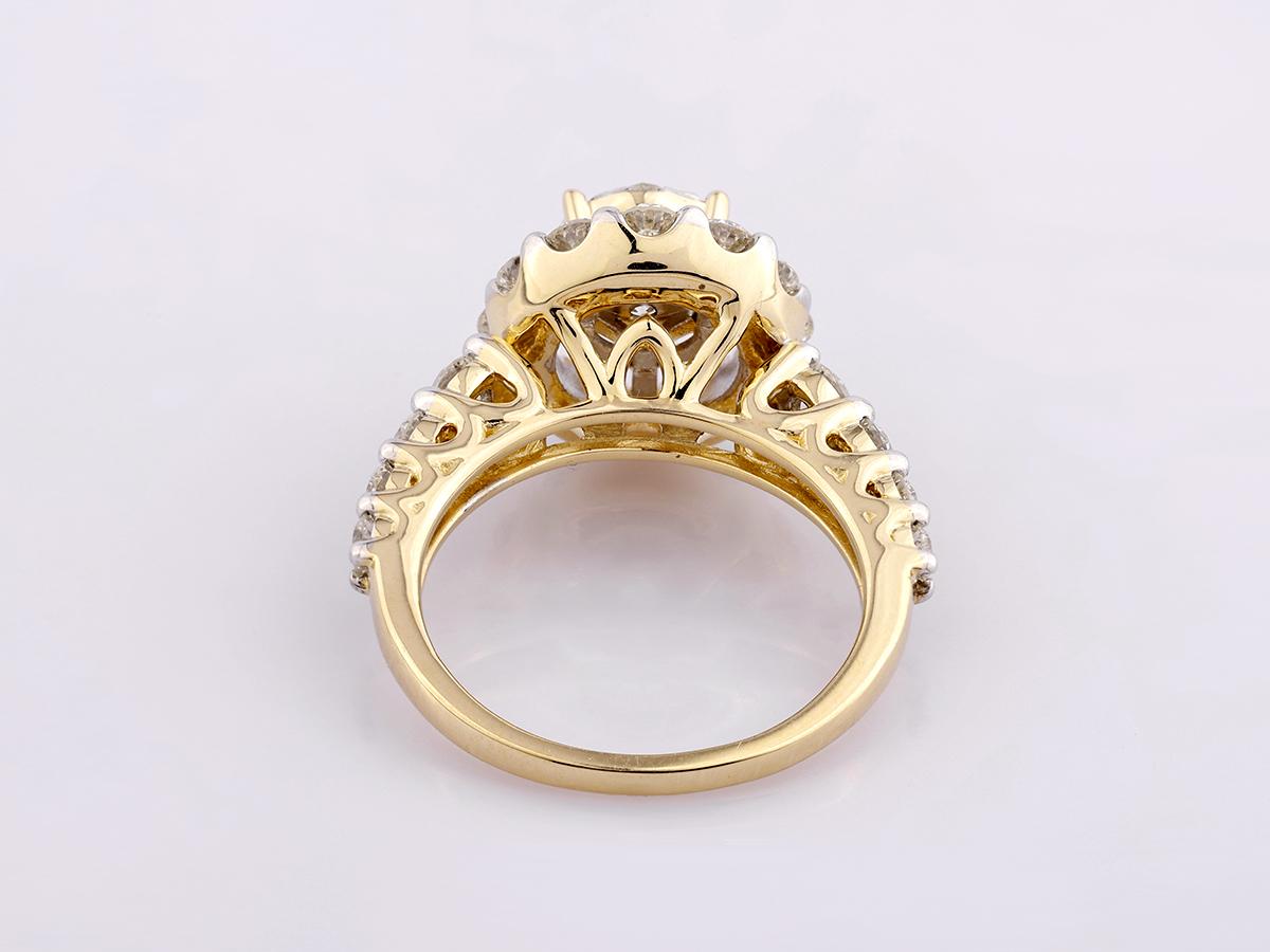 Bague - Or jaune 14 kt - 2,08 ct tw. Grappe de diamants naturels en halo Pour femmes en vente