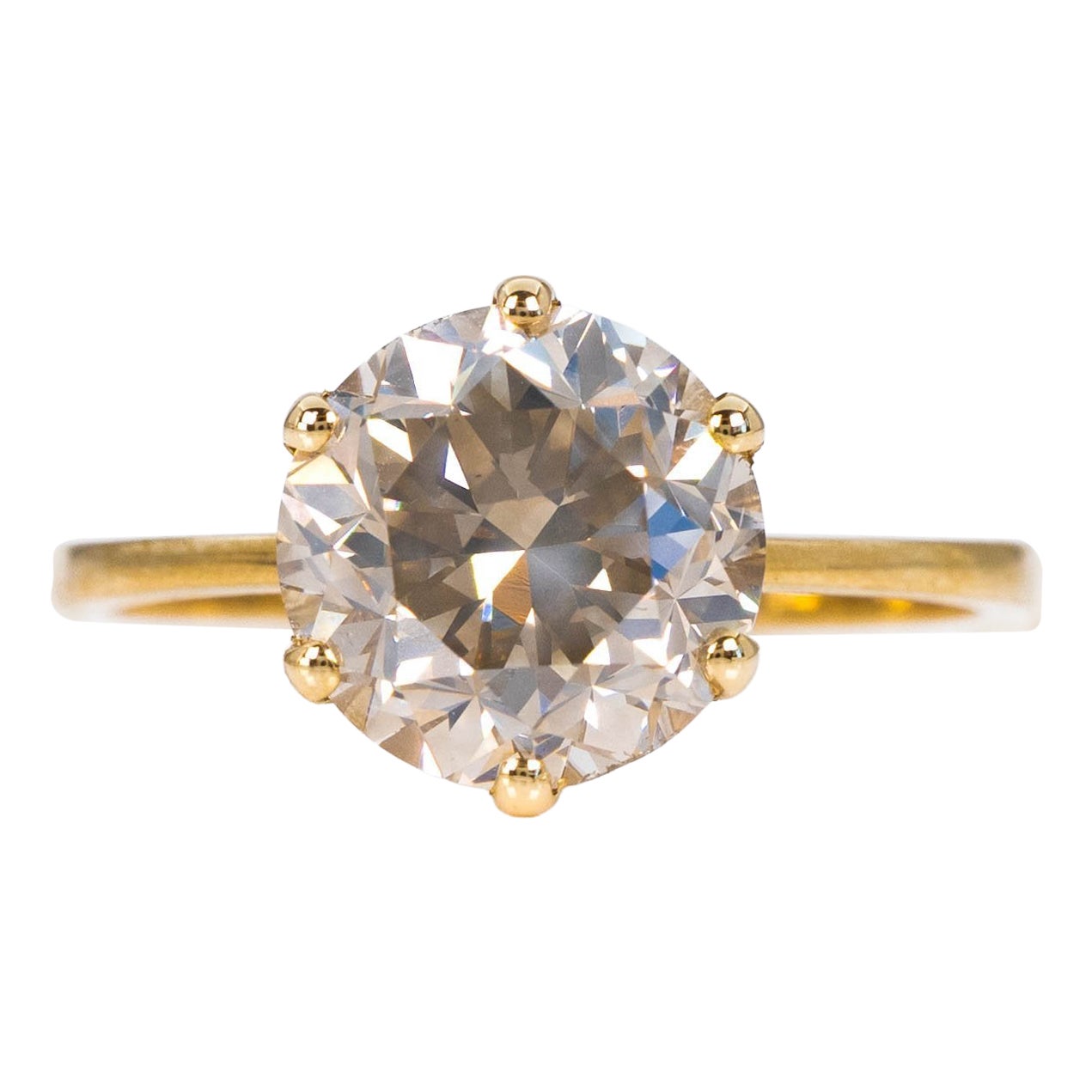 Bague - 14 kt. Or jaune - 3.02ct. tw. Diamant (de couleur naturelle) - IGI