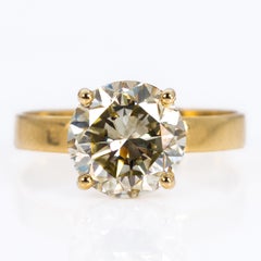 Ring - 14 kt. Yellow gold - 3.10ct. tw. Diamond (Natural coloured) - IGI