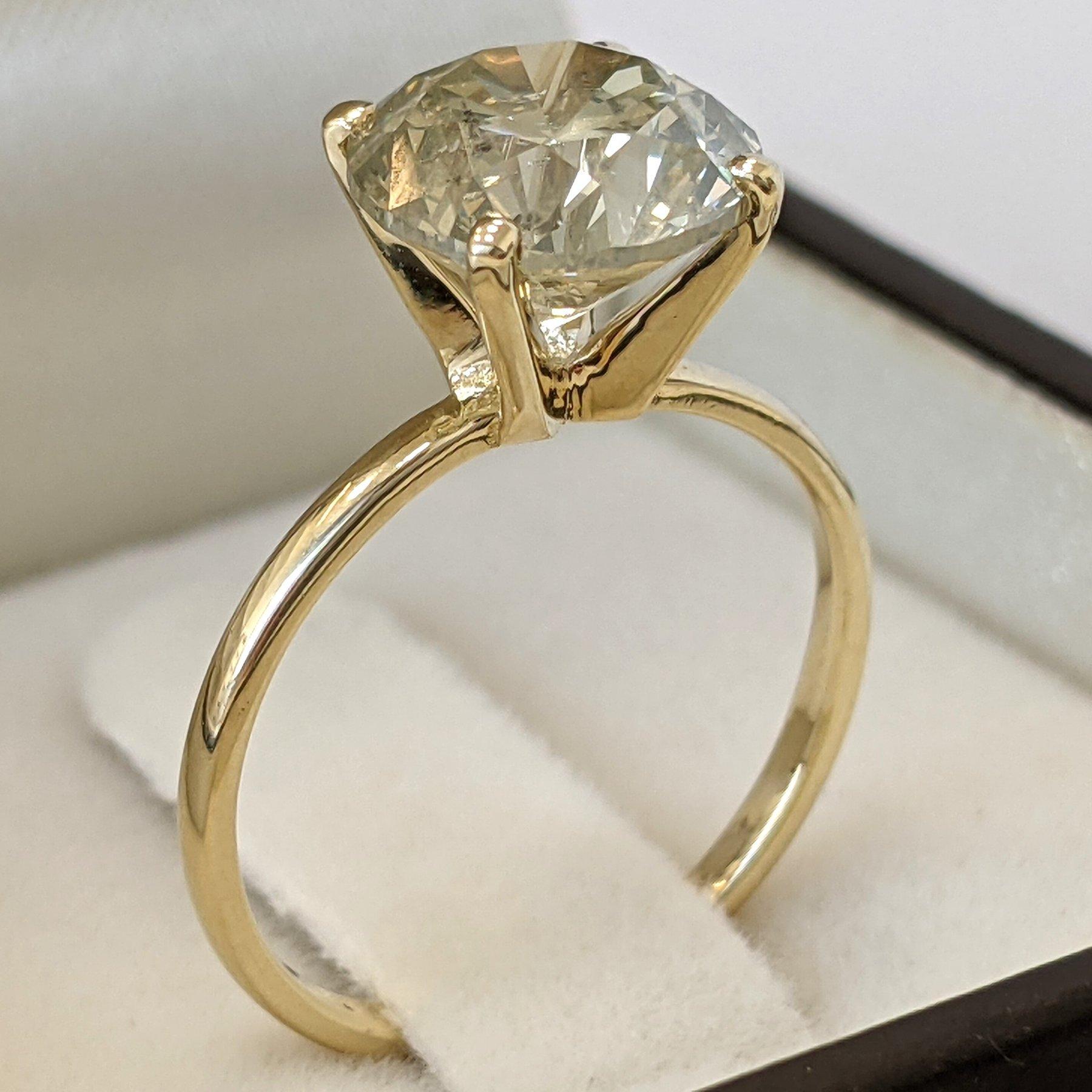 Bague - 14 kt. Or jaune - 3.11ct. tw. Diamant (de couleur naturelle) - IGI en vente 5