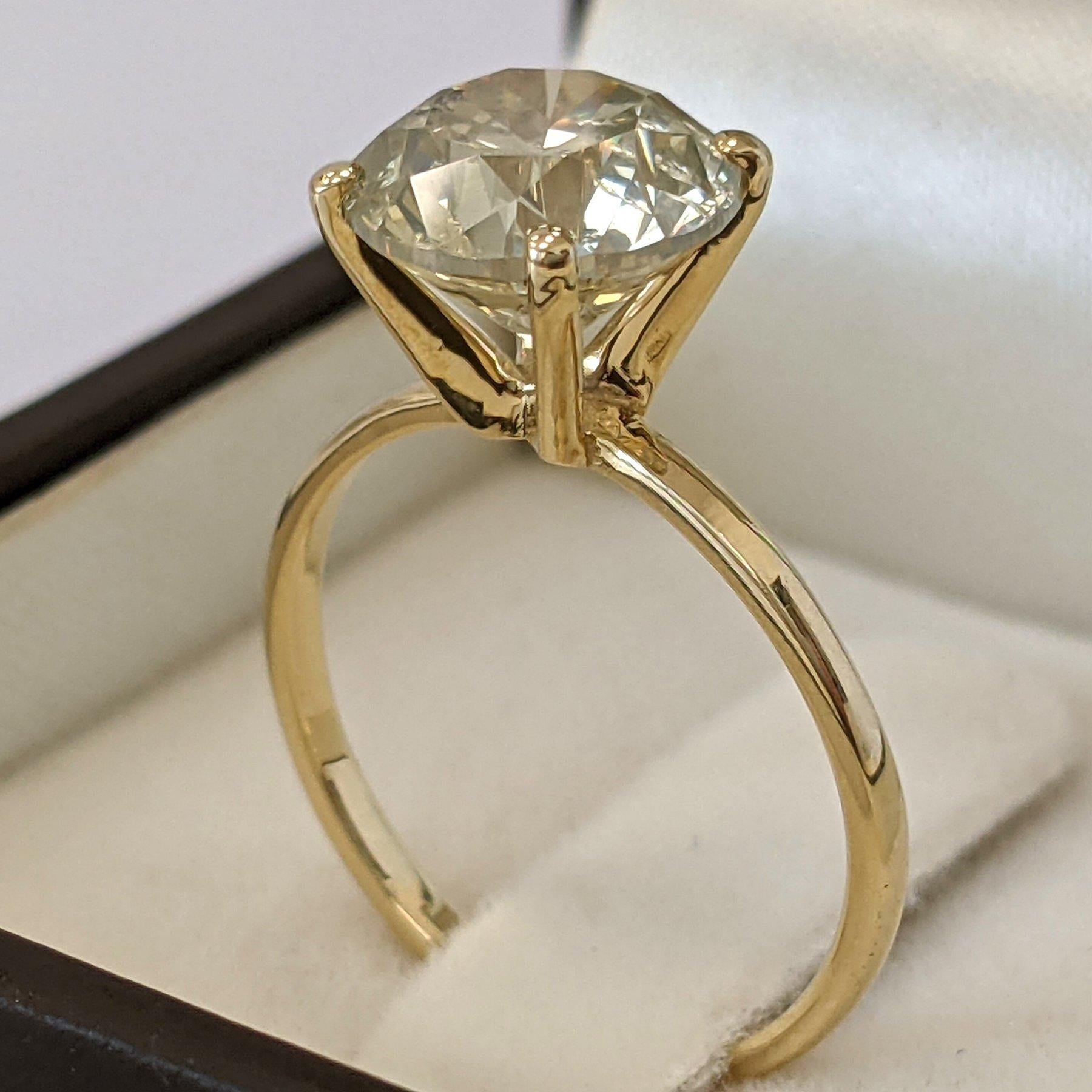 Art déco Bague - 14 kt. Or jaune - 3.11ct. tw. Diamant (de couleur naturelle) - IGI en vente