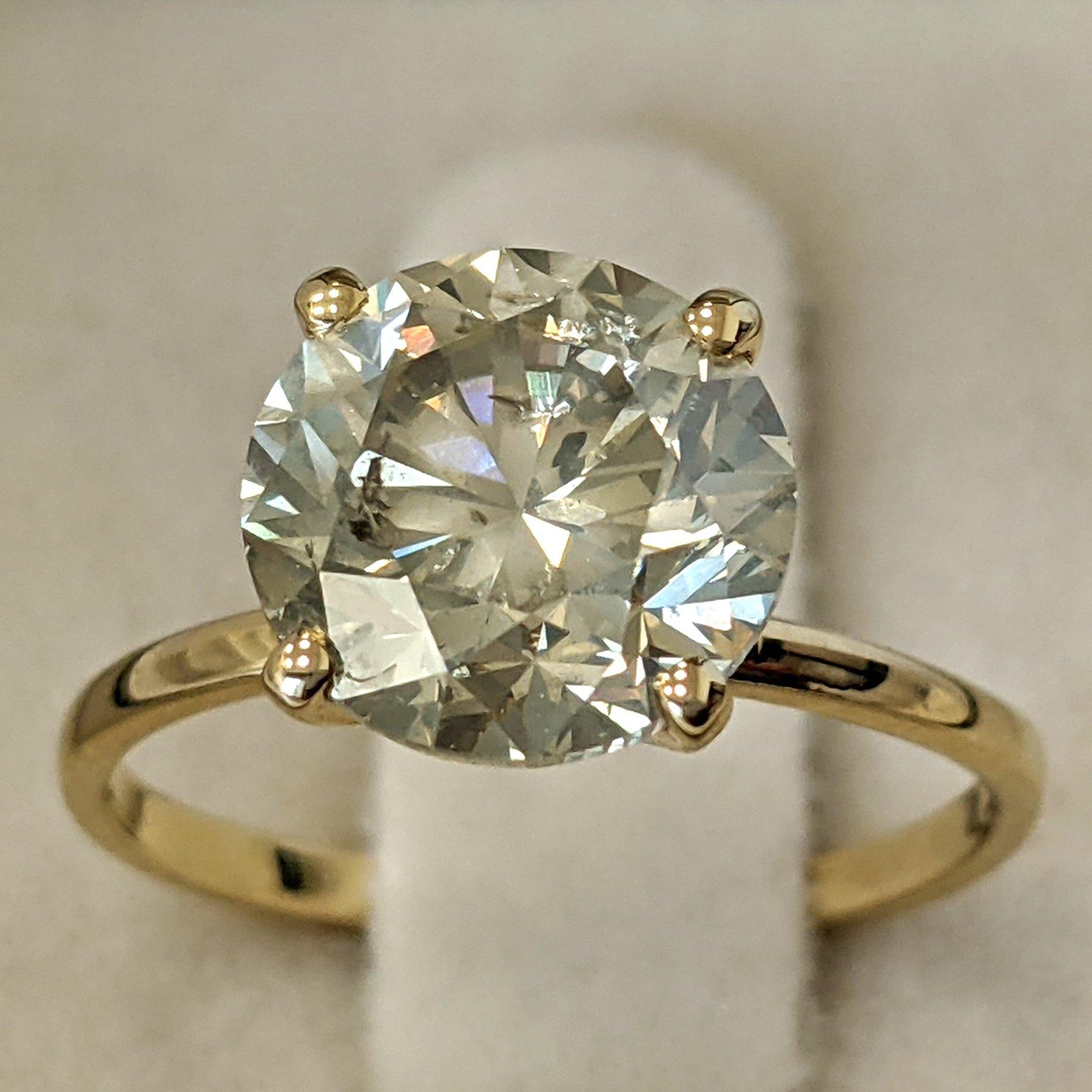 Bague - 14 kt. Or jaune - 3.11ct. tw. Diamant (de couleur naturelle) - IGI en vente 1