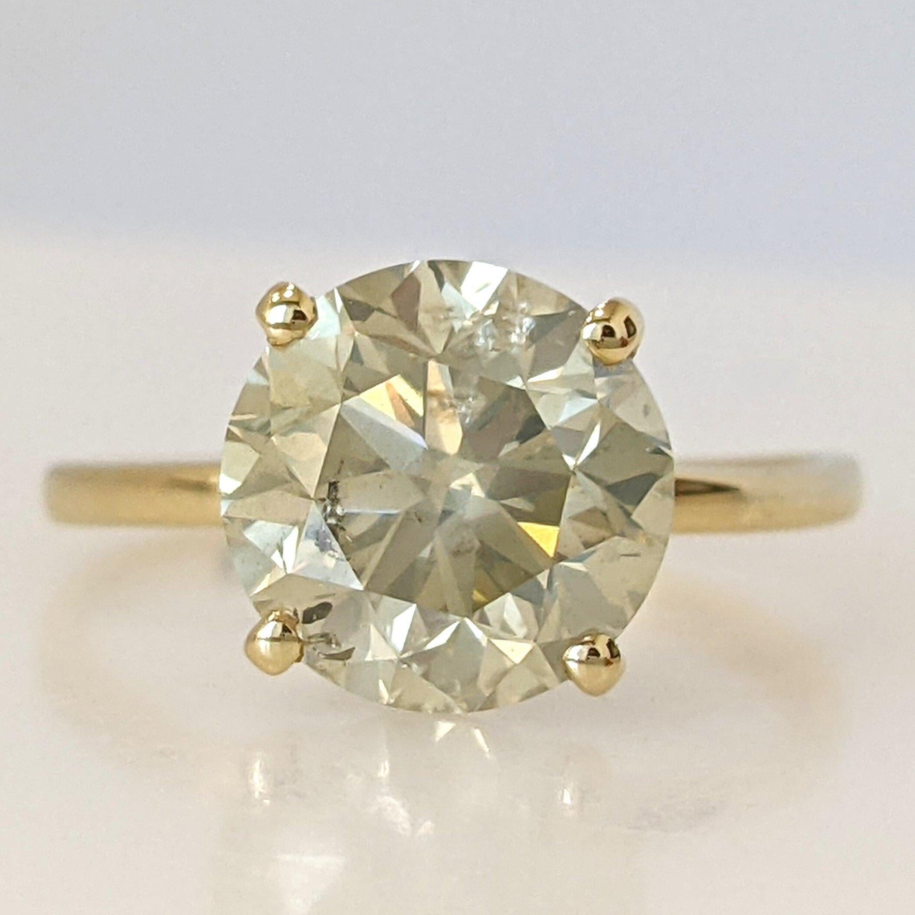 Bague - 14 kt. Or jaune - 3.11ct. tw. Diamant (de couleur naturelle) - IGI en vente 3