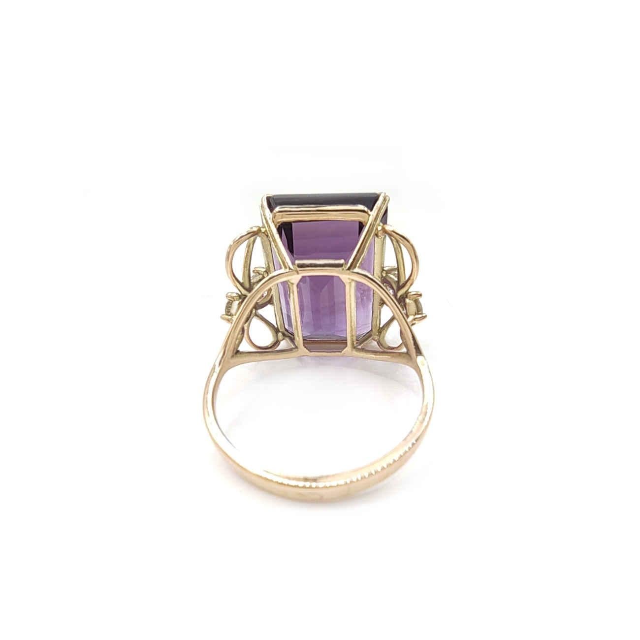 Women's Ring 14K Gold  Certified Amethyst Diamond Cocktail Ring Gemstone Ring Promise 