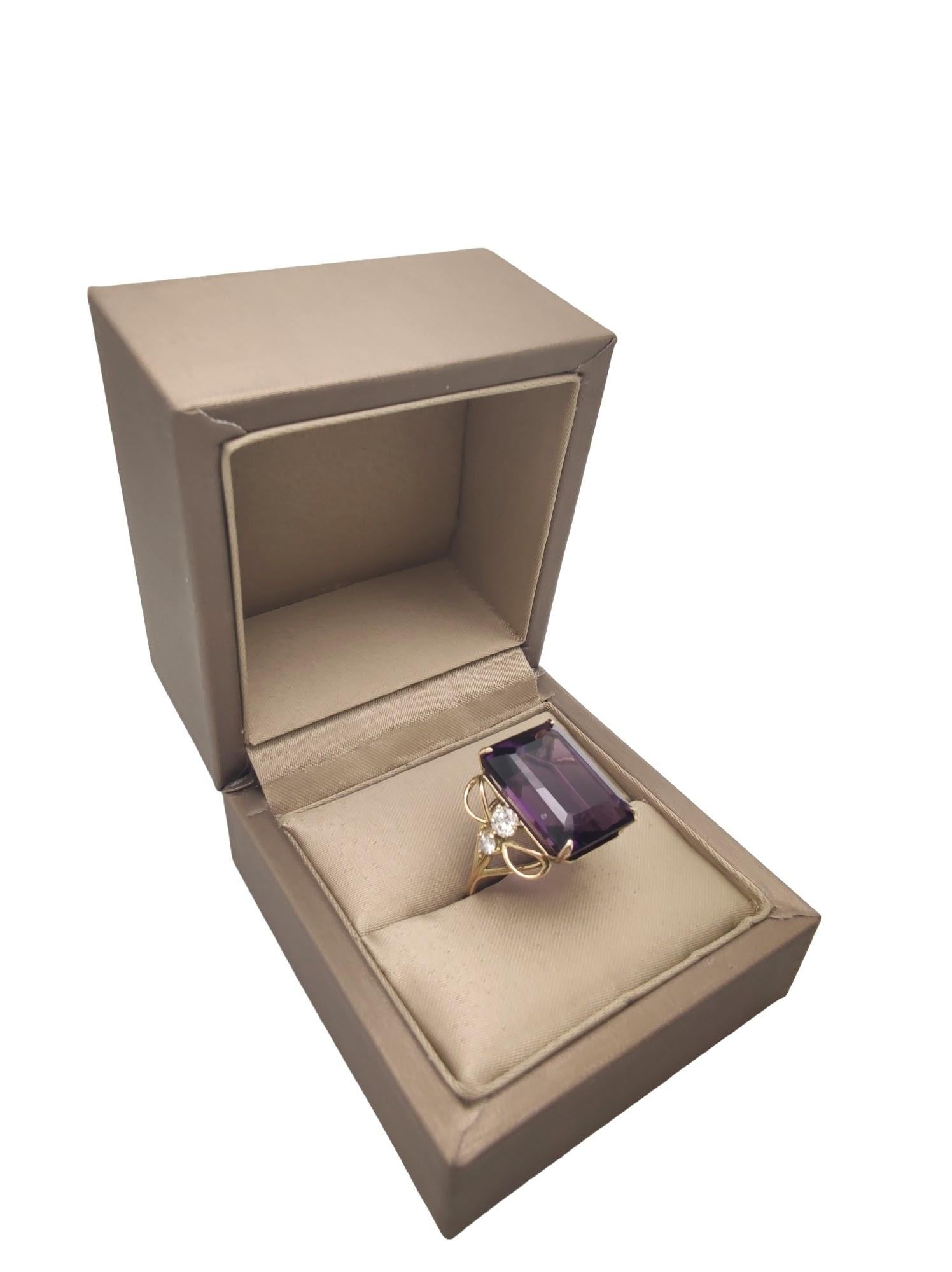 Ring 14K Gold  Certified Amethyst Diamond Cocktail Ring Gemstone Ring Promise  2