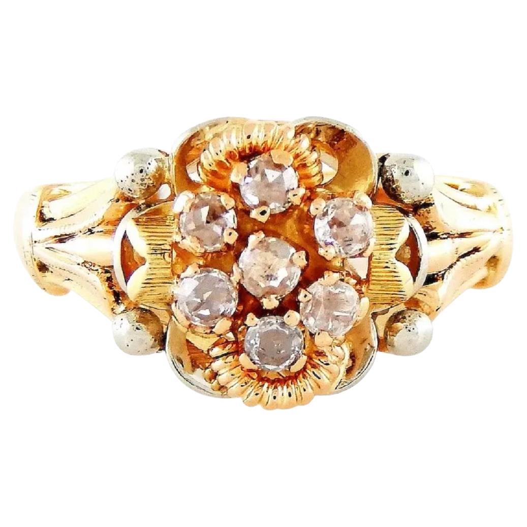 Ring 14k Tri-Tone Rose-White-Yellow Gold For Sale