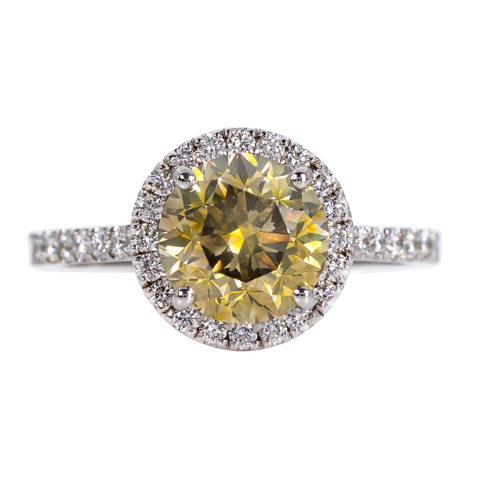 Ring - 14K White Gold - 3.01ct - Natural diamond - IGI