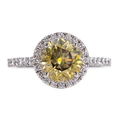 Ring - 14K White Gold - 3.01ct - Natural diamond - IGI