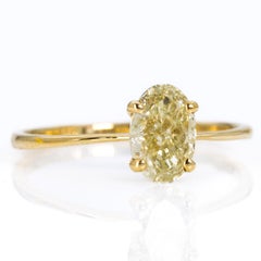 Ring - 14K Yellow - 1.03ct. - Natural diamond - IGI